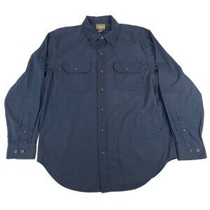 C.E. Schmidt Workwear Men's Button Down Shirt M Blue 100% Cotton Long Sleeve